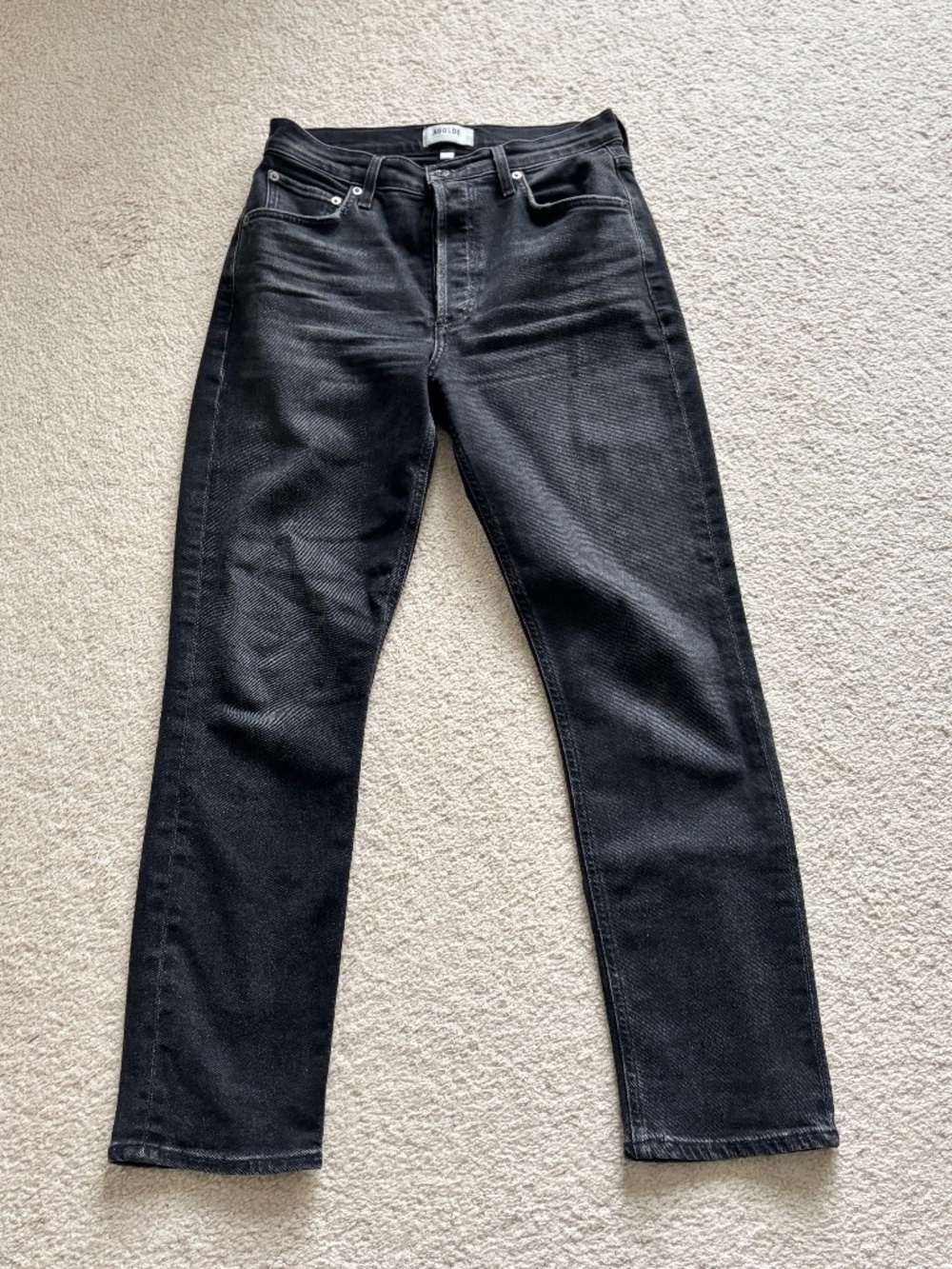 AGOLDE Riley Long High Rise Straight Jeans Black Size 27